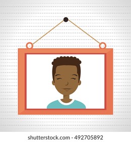 face boy framed picture hanging