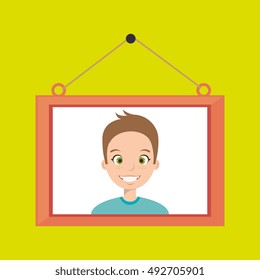 face boy framed picture hanging
