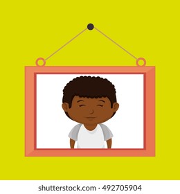 face boy framed picture hanging