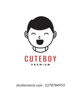 face boy smile happy cute mascot modern simple logo design vector