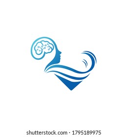 Face And Brain Logo With Ocean Waves