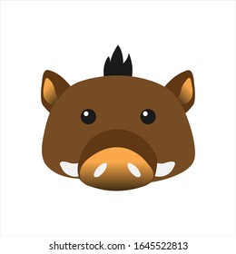 Face of brown boar isolated on white background.