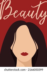 The face of a brunette woman in faceless style.