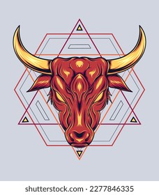 face bull fire logo illlustration