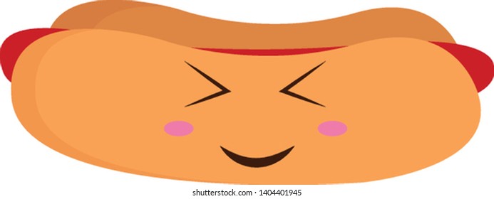 A face of a bun with hotdog, vector, color drawing or illustration. 