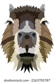 The face of a capybara. An illustration of the muzzle of a large rodent is depicted. Bright portrait on a white background. Vector graphics. animal logo.