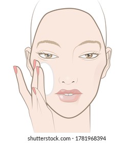 Face care. Applying tonic water
