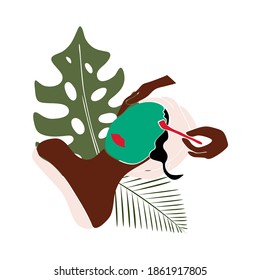 Face care. Beauty salon. African american woman with afro hairstyle. Black woman. Spa. Vector illustration. Icon