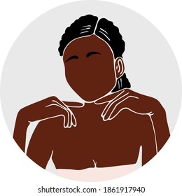 Face care. Beauty salon. African american woman with afro hairstyle. Black woman. Spa. Vector illustration. Icon