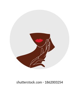 Face care. Beauty salon. African american woman with afro hairstyle. Black woman. Spa. Vector illustration. Icon