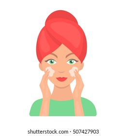 Face care icon in cartoon style isolated on white background. Skin care symbol stock vector illustration.