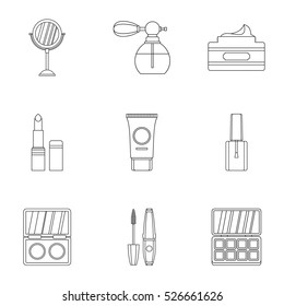 Face care icons set. Outline illustration of 9 face care vector icons for web