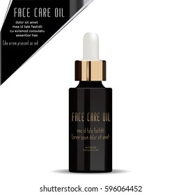 Face care oil. Vector Illustration. Beauty product packaging.