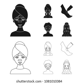 Face care, plastic surgery, face wiping, moisturizing the feet. Skin Care set collection icons in black,outline style vector symbol stock illustration web.
