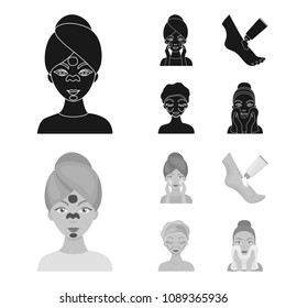 Face care, plastic surgery, face wiping, moisturizing the feet. Skin Care set collection icons in black,monochrom style vector symbol stock illustration web.