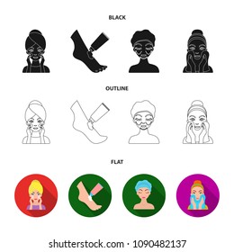 Face care, plastic surgery, face wiping, moisturizing the feet. Skin Care set collection icons in black,flat,outline style vector symbol stock illustration web.