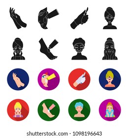 Face care, plastic surgery, face wiping, moisturizing the feet. Skin Care set collection icons in black,flet style vector symbol stock illustration web.