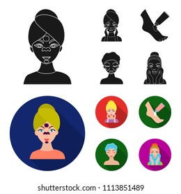 Face care, plastic surgery, face wiping, moisturizing the feet. Skin Care set collection icons in black, flat style vector symbol stock illustration web.