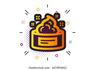 Face care sign. Halftone circles pattern. Skin cream icon. Gel or Lotion symbol. Classic flat skin cream icon. Vector