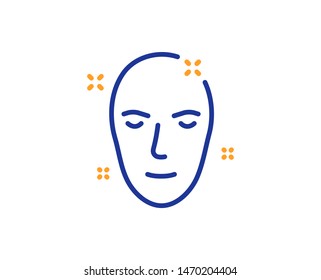 Face care sign. Health skin line icon. Cosmetic lotion symbol. Colorful outline concept. Blue and orange thin line health skin icon. Vector