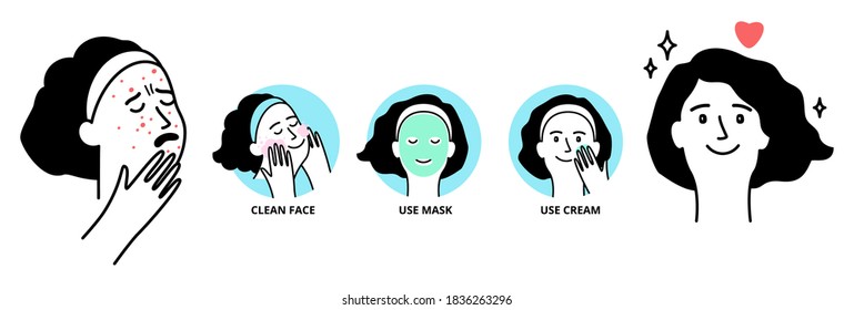 Face Care Skin Problems Acne Inflammation Stock Vector (Royalty Free ...