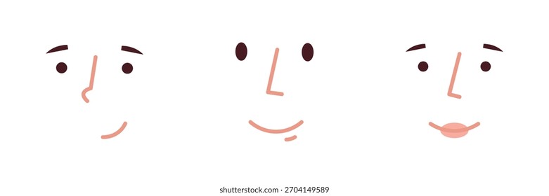 Face for a cartoon character. Icon set, sign or symbol emotion for avatar. Vector illustration. Simple flat design. Isolated on a white background.
