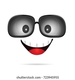 face cartoon comic with sunglasses art illustration