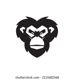 face cartoon strong black monkey logo design, vector graphic symbol icon illustration
