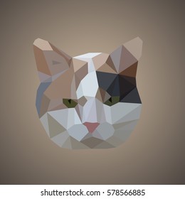 The face of a cat composed of geometric shapes.
