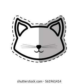 face cat fluffy lovely animal dot line shadow vector illustration eps 10