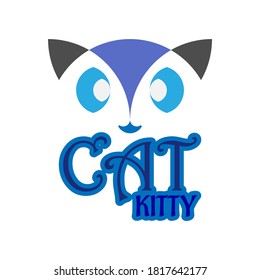 diseño del logo de face cat con color azul. diseño plano