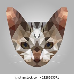 Face of cat in lowpoly art on grey background vector eps.