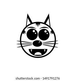 Face cat silhouette on white background,Logo Felis catus smile, Vector illustration