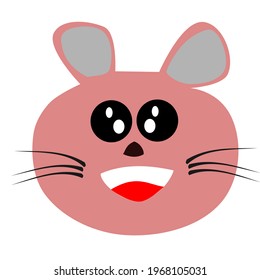 Face cat vector, pink color smile.on white background.