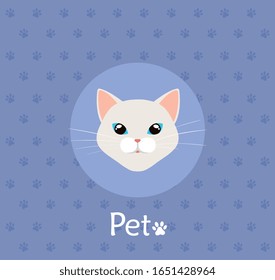 Katzenweißfläche auf Hintergrund mit Pfosten Vektorillustration