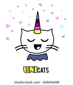 Face Cats. Unicorn, cute graphics