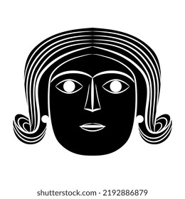 
Face of a Celtic goddess. Black and white negative silhouette.
