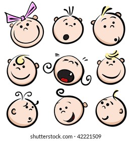 Face character, boys, girls, child baby cartoon
