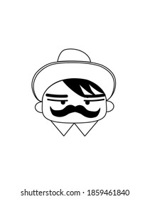 Face character man with his style vector illustration. Isolated on white background. Style of man icon, logo, line, outline. 