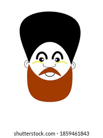Gesicht Charakter Mann mit seinem Stil Vektorgrafik. Einzeln auf weißem Hintergrund. Stil des Menschen Symbol, Logo, Linie, Umriss. 