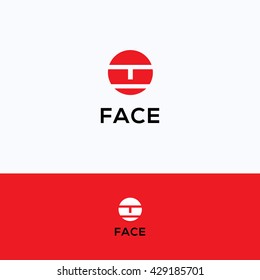 Face character simple geometrical logo