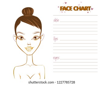 Face chart. Artist Blank.Makeup. Vector.