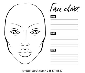 Face Chart Blank Makeup Artist Vector Stock Vector (Royalty Free ...