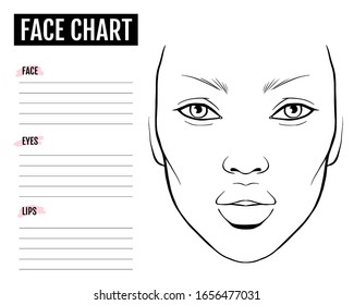 Face Chart Blank Makeup Artist Vector: เวกเตอร์สต็อก (ปลอดค่าลิขสิทธิ์