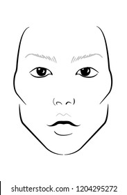 Face chart Makeup Artist Blank. Template. Vector illustration. asian