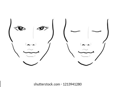 Face chart Makeup Artist Blank. Template. Vector illustration.
