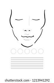 Face chart Makeup Artist Blank. Template. Vector illustration.
