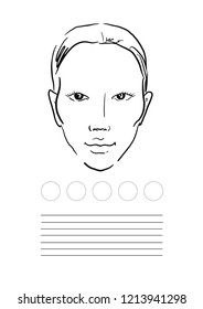 Face chart Makeup Artist Blank. Template. Vector illustration.