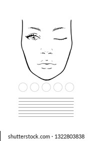 Face chart Makeup Artist Blank. Template. Vector illustration.