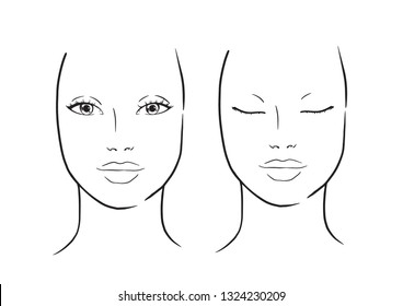 Face chart Makeup Artist Blank. Template. Vector illustration.